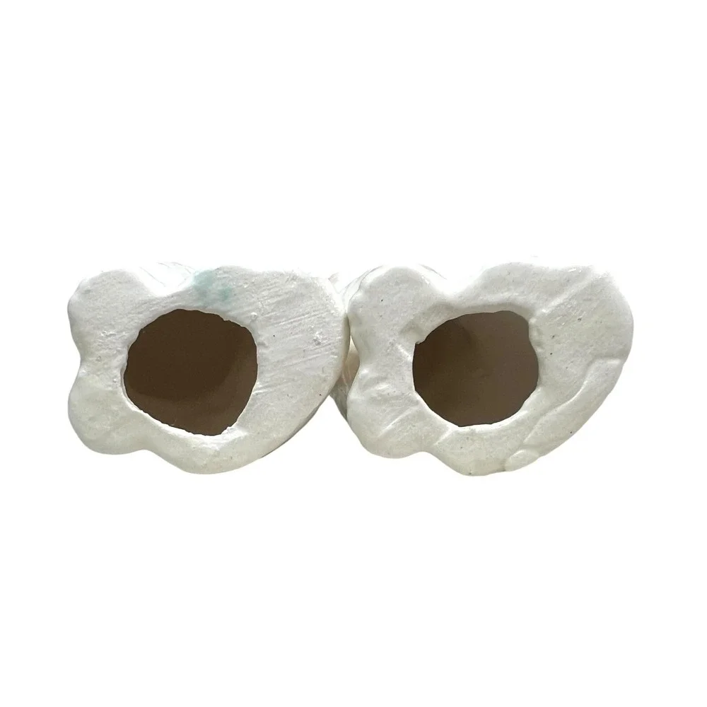 White Cats Kittens with Bow Ceramic Figurines Home Decor 2.5 in High Set of  2